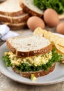 Egg salad sandwich on whole grain bread Royalty Free Stock Photo