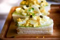 Egg Salad Sandwiches with cucumber slices. Royalty Free Stock Photo