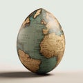 Egg shaped earth on white background generative AI Royalty Free Stock Photo