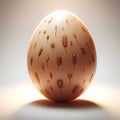 Egg-shaped object with etched microbes, symbolizing scientific study in microbiology. Salmonella Enteritidis. Listeria