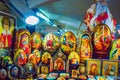 Colorful icons on display gift shop Prague city Old Town Czech Republic Royalty Free Stock Photo