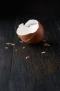 egg shell broken or crack isolated on black Royalty Free Stock Photo