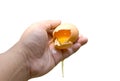 Egg shell crack in hand isolate Royalty Free Stock Photo