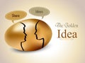 Egg with silhouettes speech bubble, Idea exchange concept