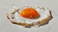 An egg is sitting on top of a white surface with water splashing around it, AI Royalty Free Stock Photo