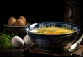 Egg Soup, Chicken Eggs Soup Bowl, Abstract Generative AI Illustration