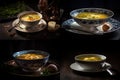 Egg Soup, Chicken Eggs Soup Bowl, Abstract Generative AI Illustration