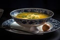 Egg Soup, Chicken Eggs Soup Bowl, Abstract Generative AI Illustration