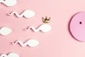 Egg and sperm in a crown on a pink background Royalty Free Stock Photo