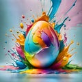 Egg splashing out of an eggshell, 3d rendering