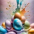 Egg splashing out of an eggshell, 3d rendering