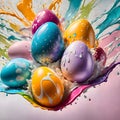 Egg splashing out of an eggshell, 3d rendering