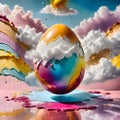 Egg splashing out of an eggshell, 3d rendering