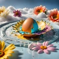 Egg splashing out of an eggshell, 3d rendering