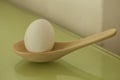 Egg in a stone ware soup spoon.