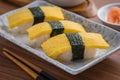 Egg sushi or tamako sushi, Japanese food Royalty Free Stock Photo