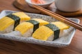 Egg sushi or tamako sushi, Japanese food Royalty Free Stock Photo