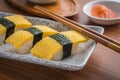 Egg sushi or tamako sushi, Japanese food Royalty Free Stock Photo