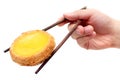 Egg Tart On Chopstick Royalty Free Stock Photo