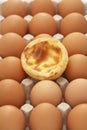 Egg tart and eggs. Conceptual image