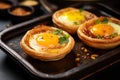 egg tarts grilled on plate presentation