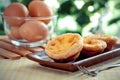 Egg tarts with eggs Royalty Free Stock Photo