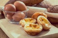 Egg tarts with eggs Royalty Free Stock Photo