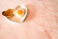 Breakfast heart shaped egg and toast