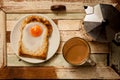 Egg toasted with coffee