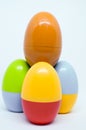 Egg toys are stacked together and swap color.