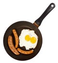 Egg and veal sausage breakfast isolated