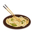 Egg wheat noodles with shiitake mushrooms, miso Royalty Free Stock Photo