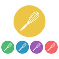 Egg whisk or beater vector colored round icons