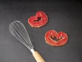 Egg whisk with Strawberry puff heart