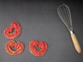 Egg whisk with Strawberry puff heart