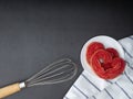 Egg whisk with Strawberry puff heart