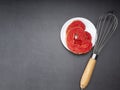 Egg whisk with Strawberry puff heart