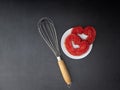 Egg whisk with Strawberry puff heart