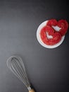 Egg whisk with Strawberry puff heart