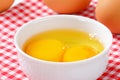 Egg whites and yolks in bowl Royalty Free Stock Photo