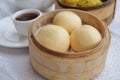 Custard bun dim sum Royalty Free Stock Photo