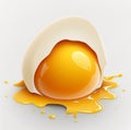 Egg yolk leaking from a broken egg