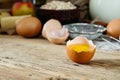 Egg yolk on a wooden table
