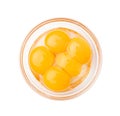 Egg Yolks in Bowl, Fresh Chicken Egg Yolk Separated from Whites for Cooking Recipe, Organic Yolks Top View