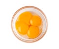 Egg Yolks in Bowl, Fresh Chicken Egg Yolk Separated from Whites for Cooking Recipe, Organic Yolks Top View