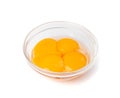 Egg Yolks in Bowl, Fresh Chicken Egg Yolk Separated from Whites for Cooking Recipe, Organic Yolks Top View