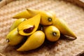 Eggfruit or canistel on bamboo tray