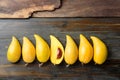 Eggfruit or canistel on wooden table