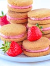 Eggless strawberry cream filled macaroons