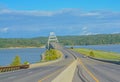 The Eggners Ferry Bridge stretches across Lake Barkley in Trigg County, Kentucky